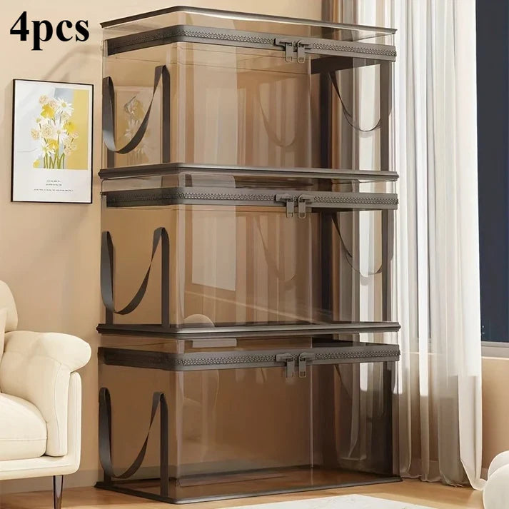 2-Pack Foldable Transparent Storage Boxes